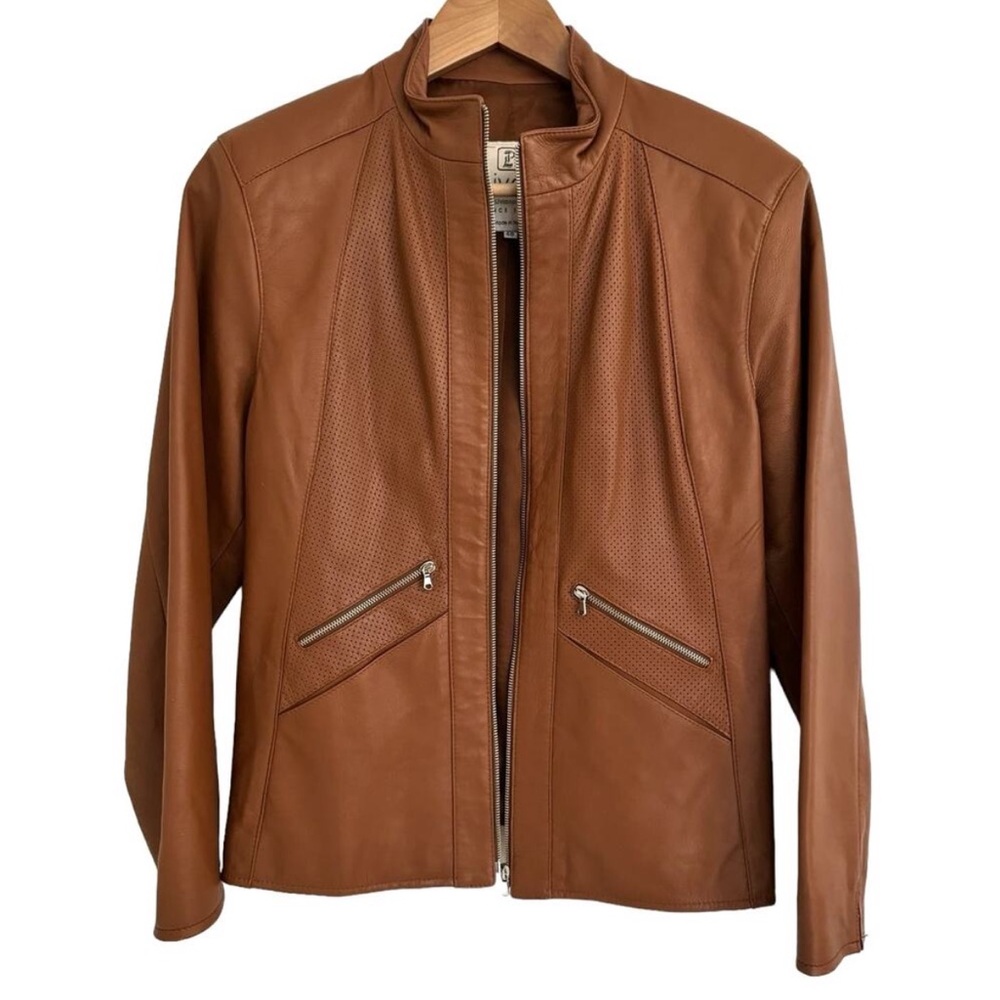 Livar by Livianna Cognac Made in Italy Leather
Zip Jacket size 48 (US 10-12)